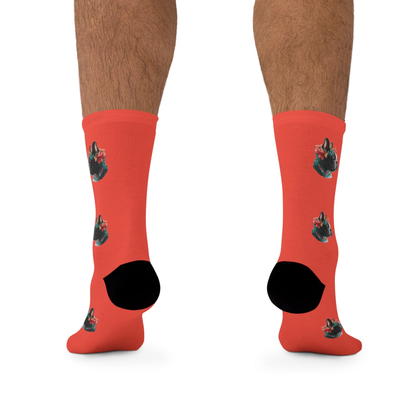 ποΈ Tropical Frenchie Paradise: French Bulldog on Vibrant Coral Novelty Socks πΎ
