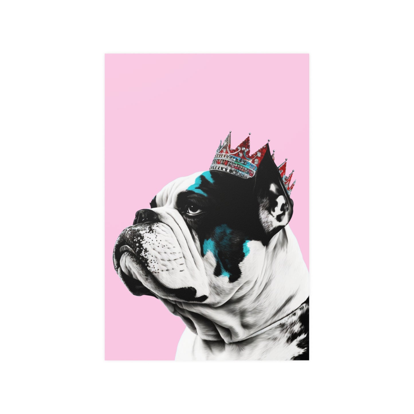 XL Bully Wearing a Crown on Pink Poster ππΆ