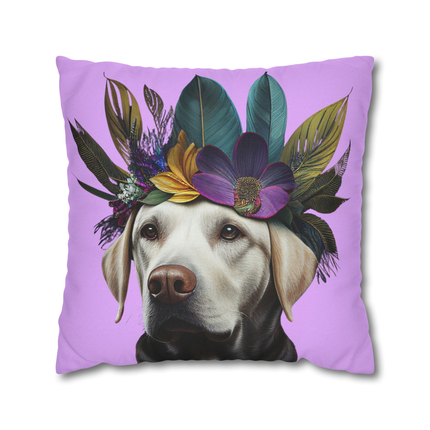 Tropical Crown White Golden Retriever Cushion Cover