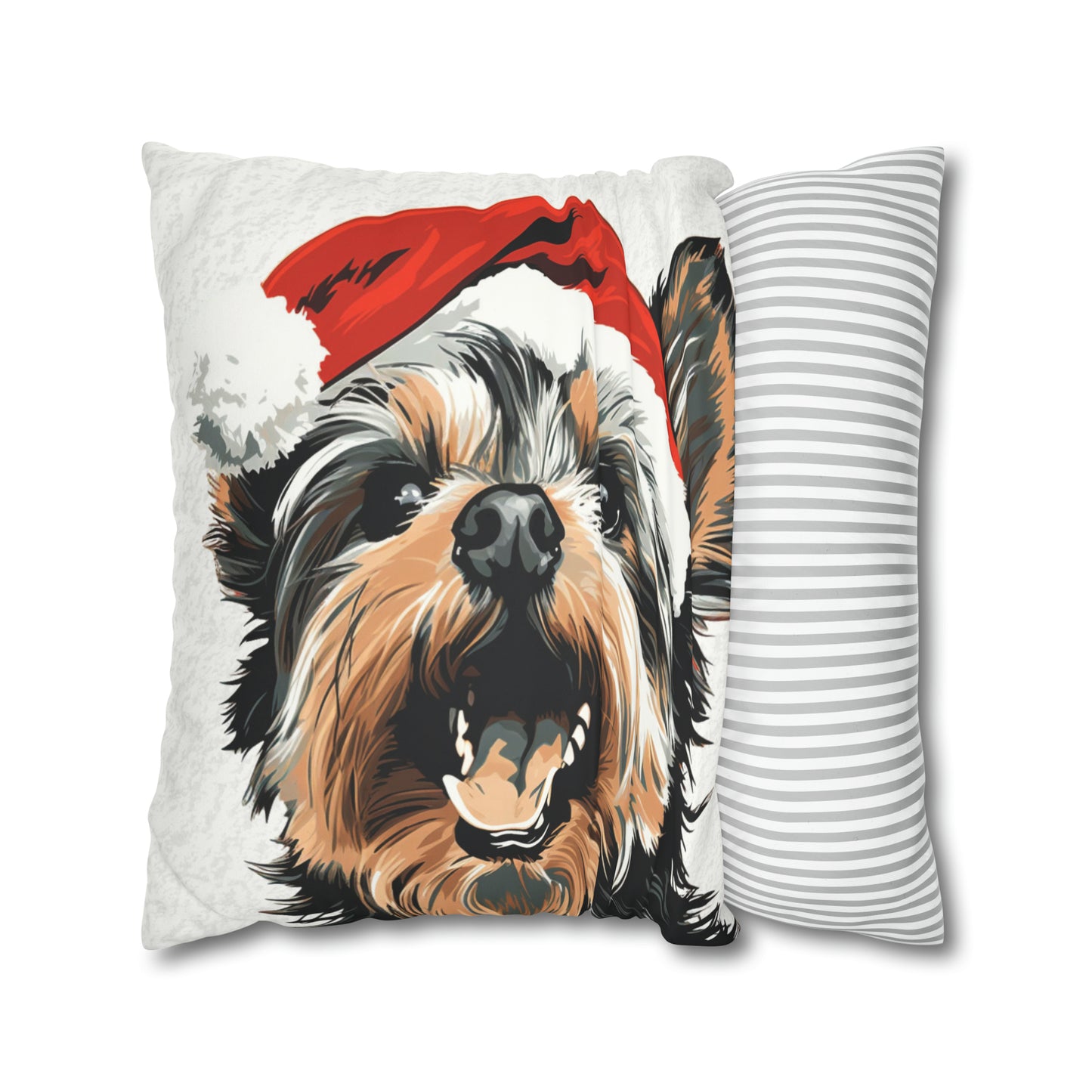 Festive Yorkie Charm Christmas Cushion Cover