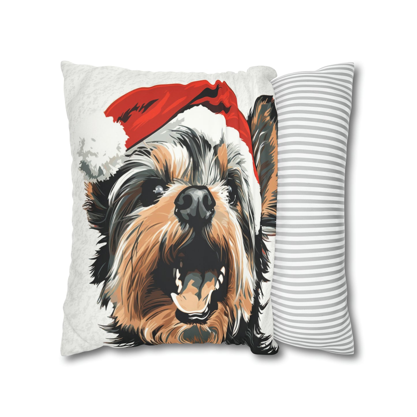 Festive Yorkie Charm Christmas Cushion Cover