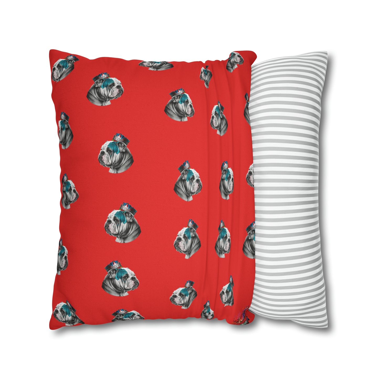 British Bulldog on Vibrant Red Cushion Cover 🇬🇧❤️