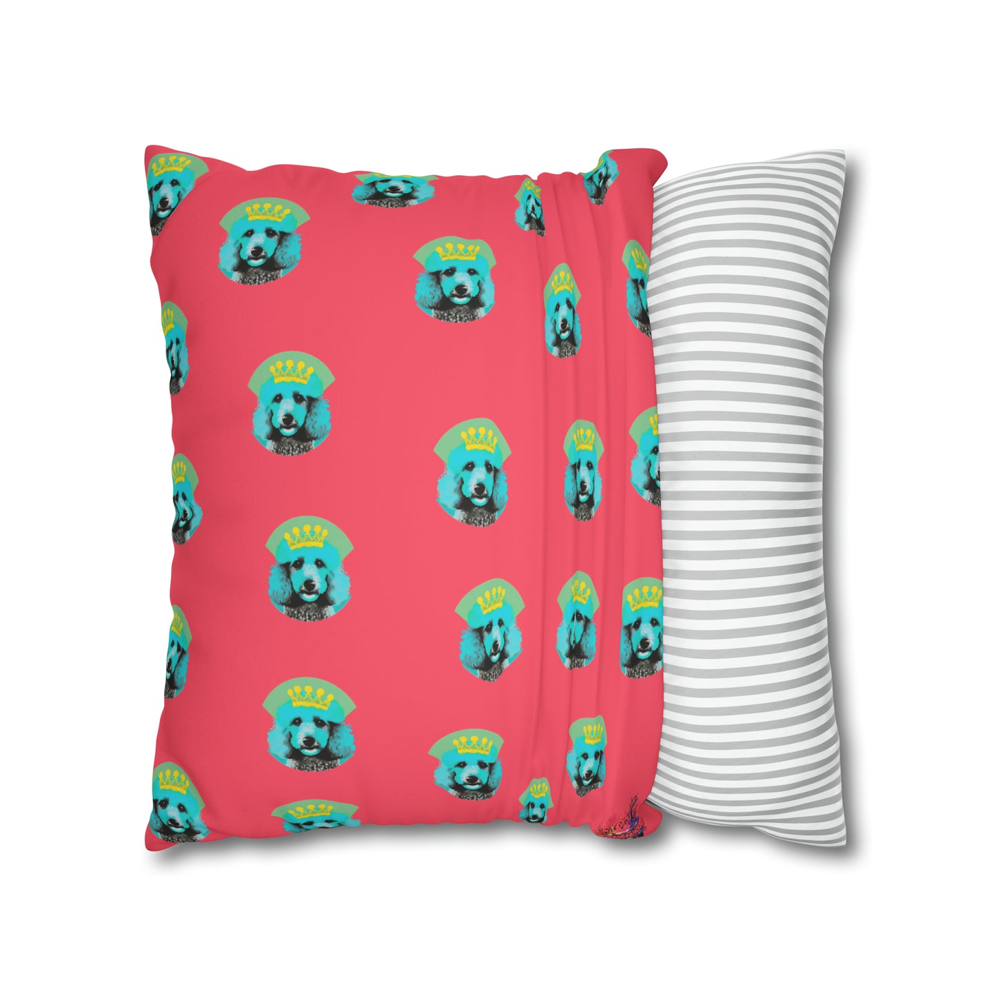 PopArt Vibrant Poodle Cushion Cover - Faux Suede