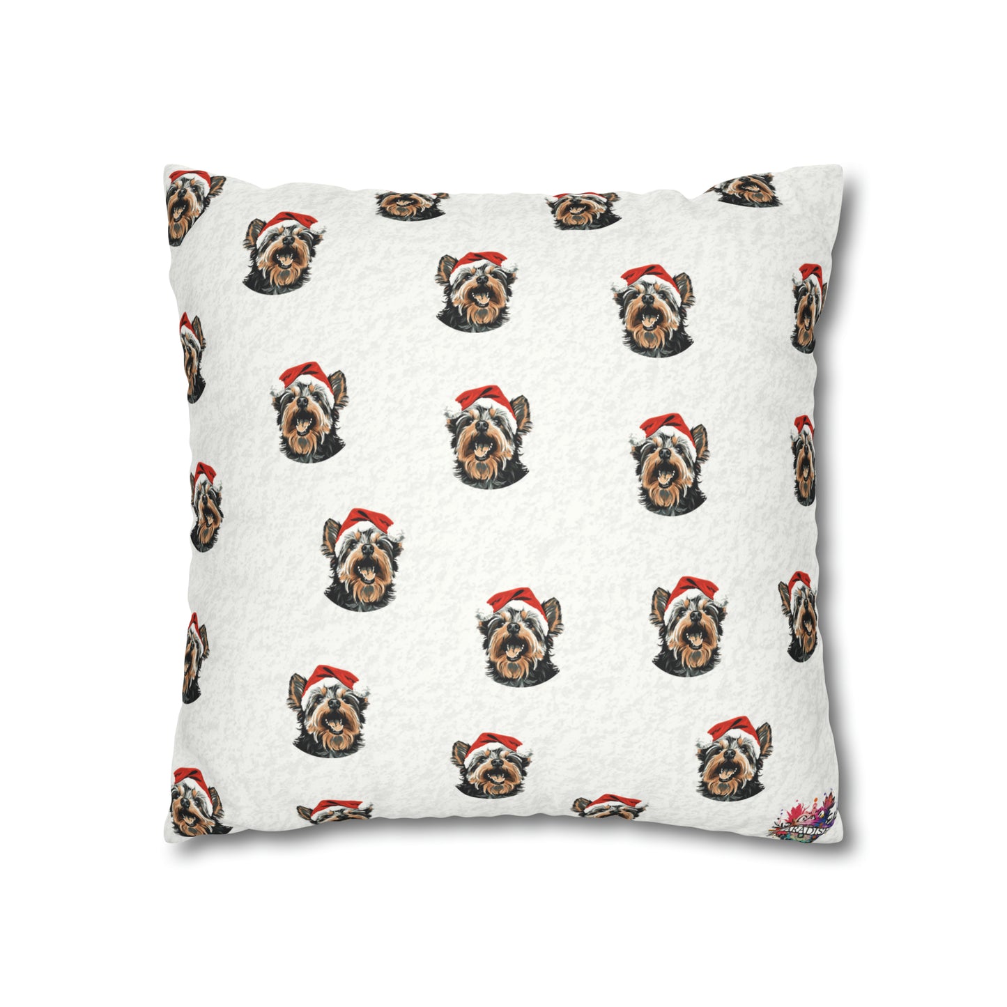 Festive Yorkie Charm Christmas Cushion Cover