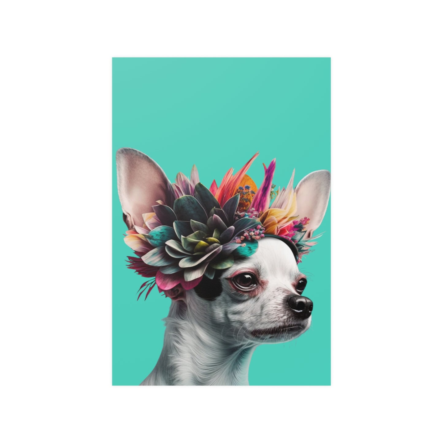 Tropical Chihuahua on Vibrant Turquoise Poster πΎ