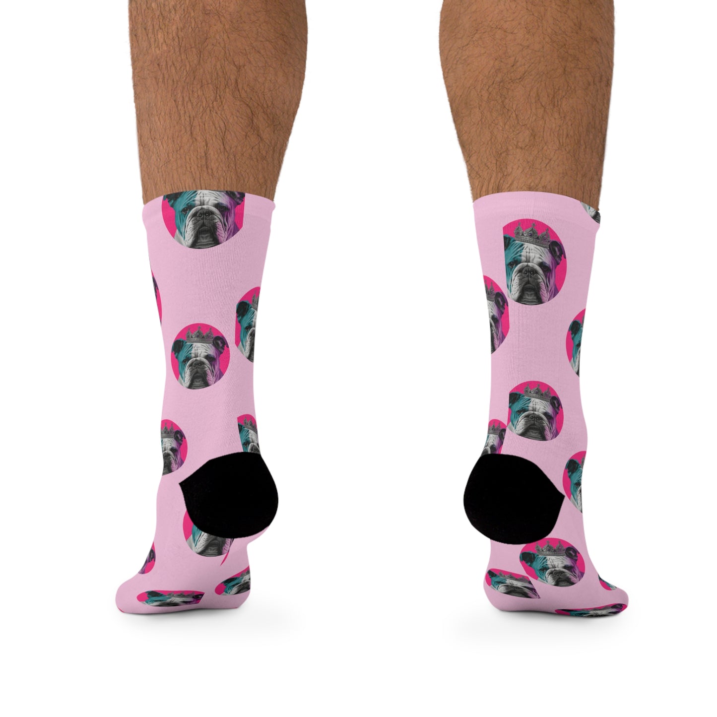 Pop Art British Bulldog on Pastel Pink Novelty Socks