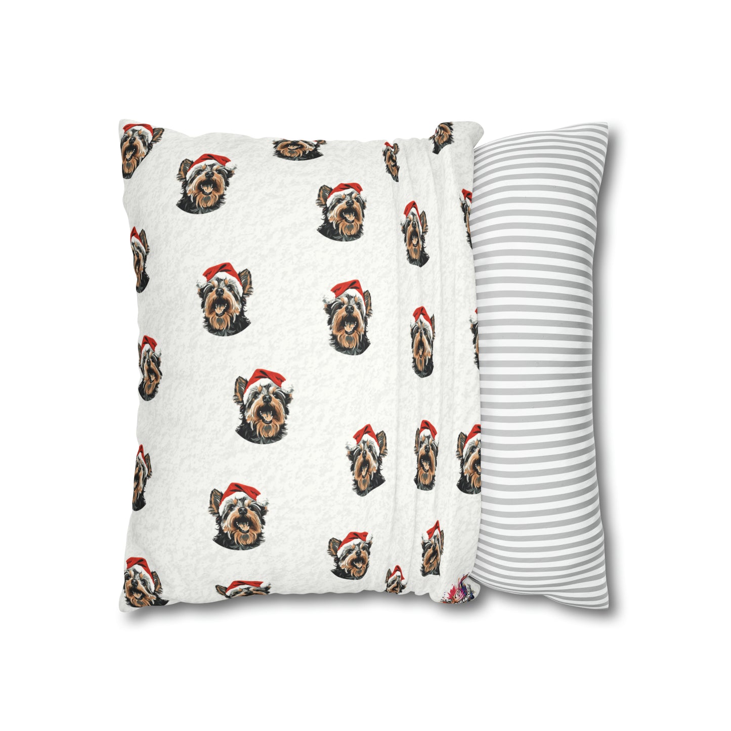 Festive Yorkie Charm Christmas Cushion Cover