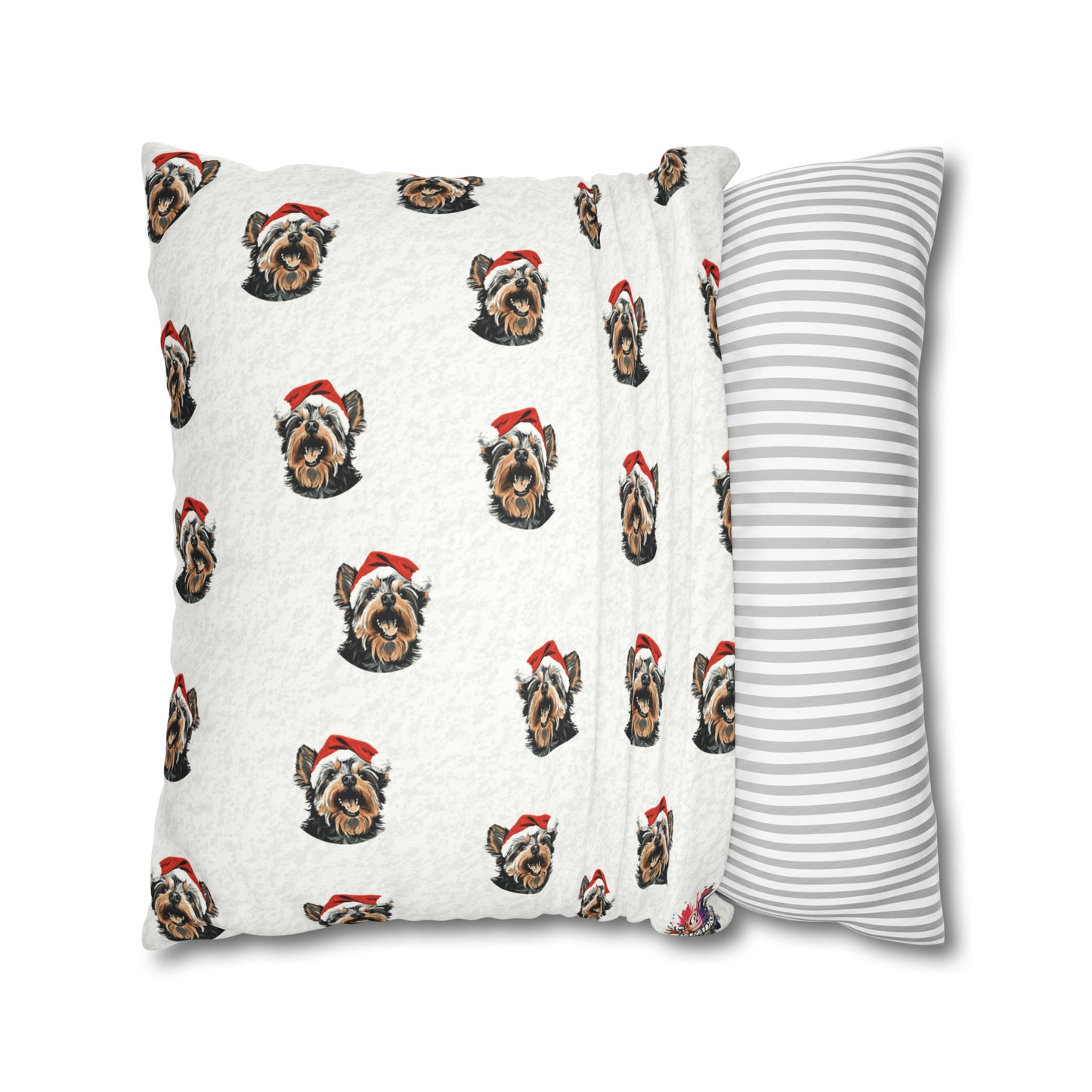 Festive Yorkie Charm Christmas Cushion Cover