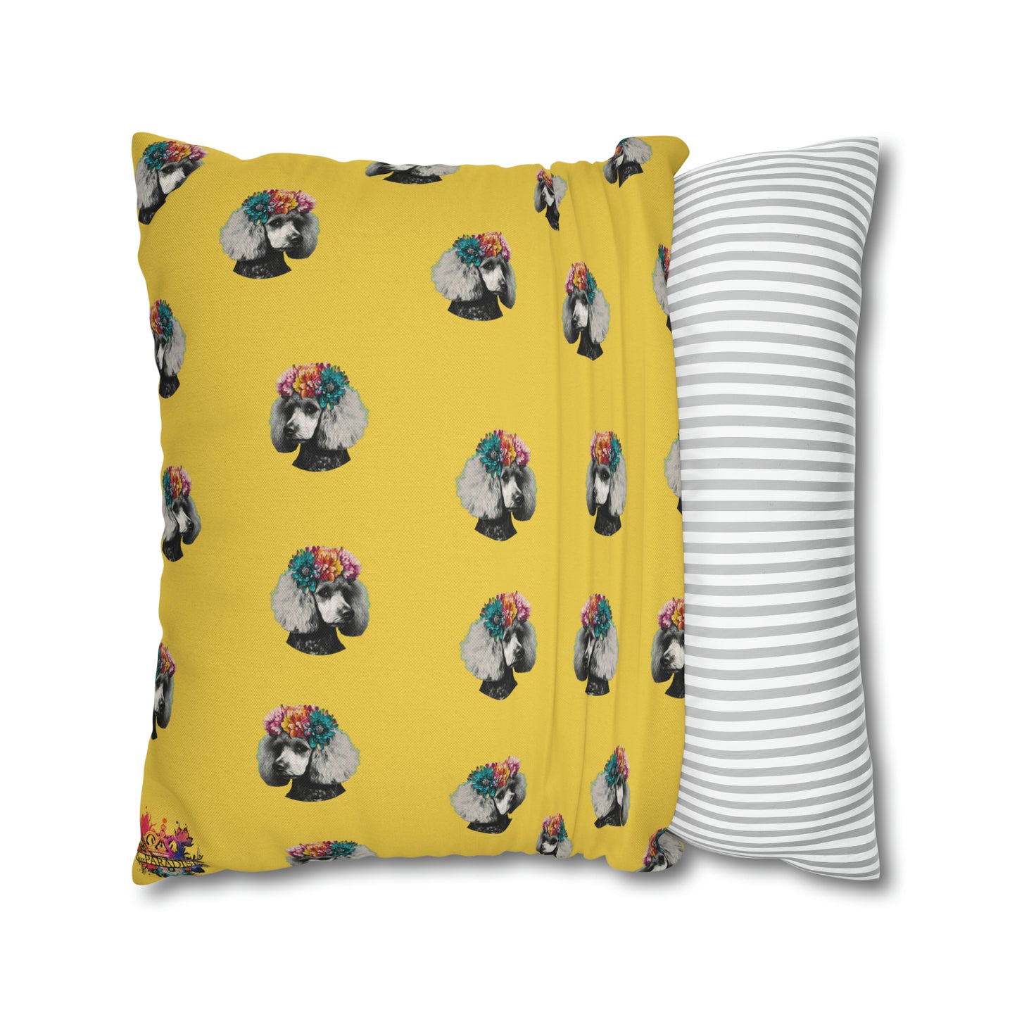PopArt Poodle on Yellow Cushion Cover
