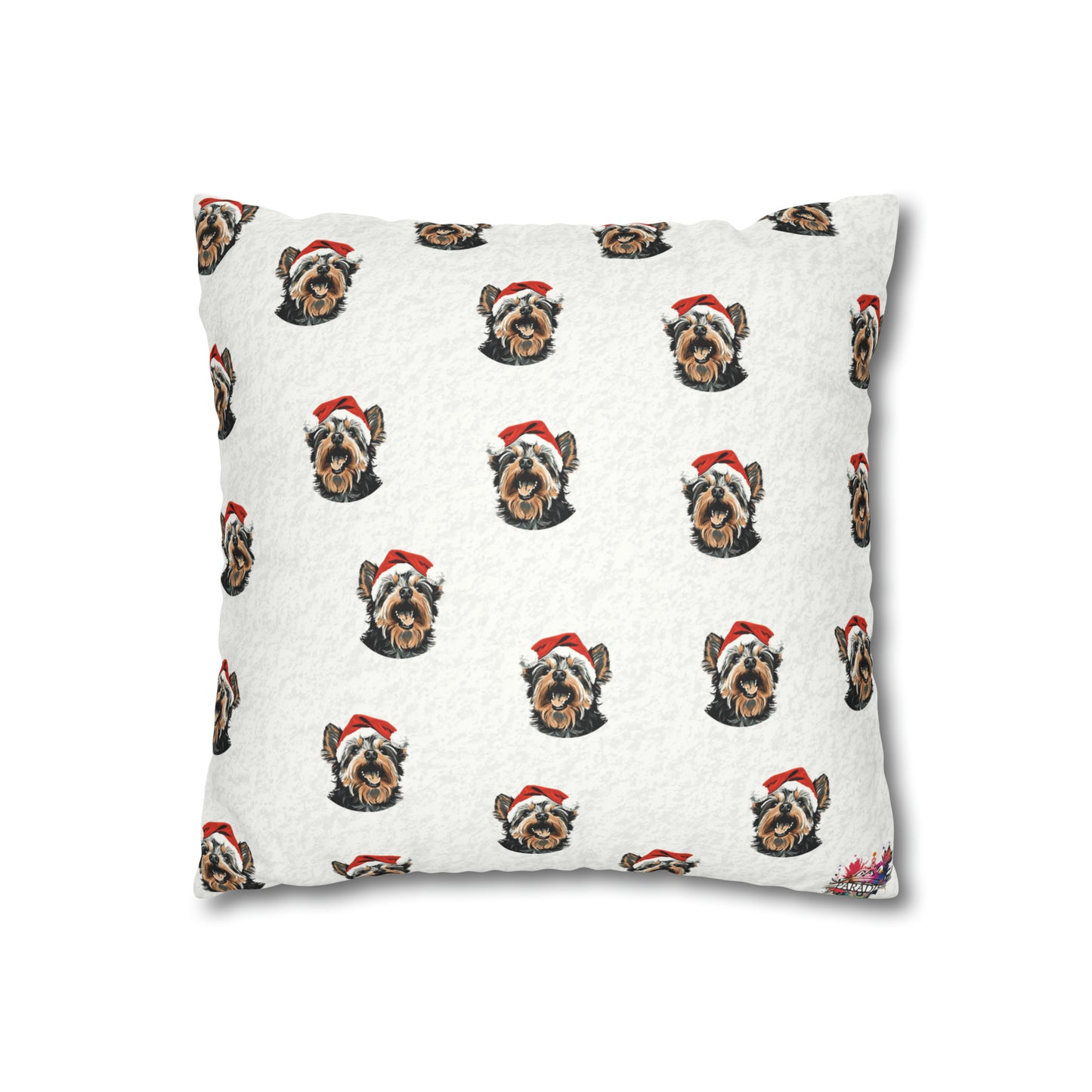 Festive Yorkie Charm Christmas Cushion Cover