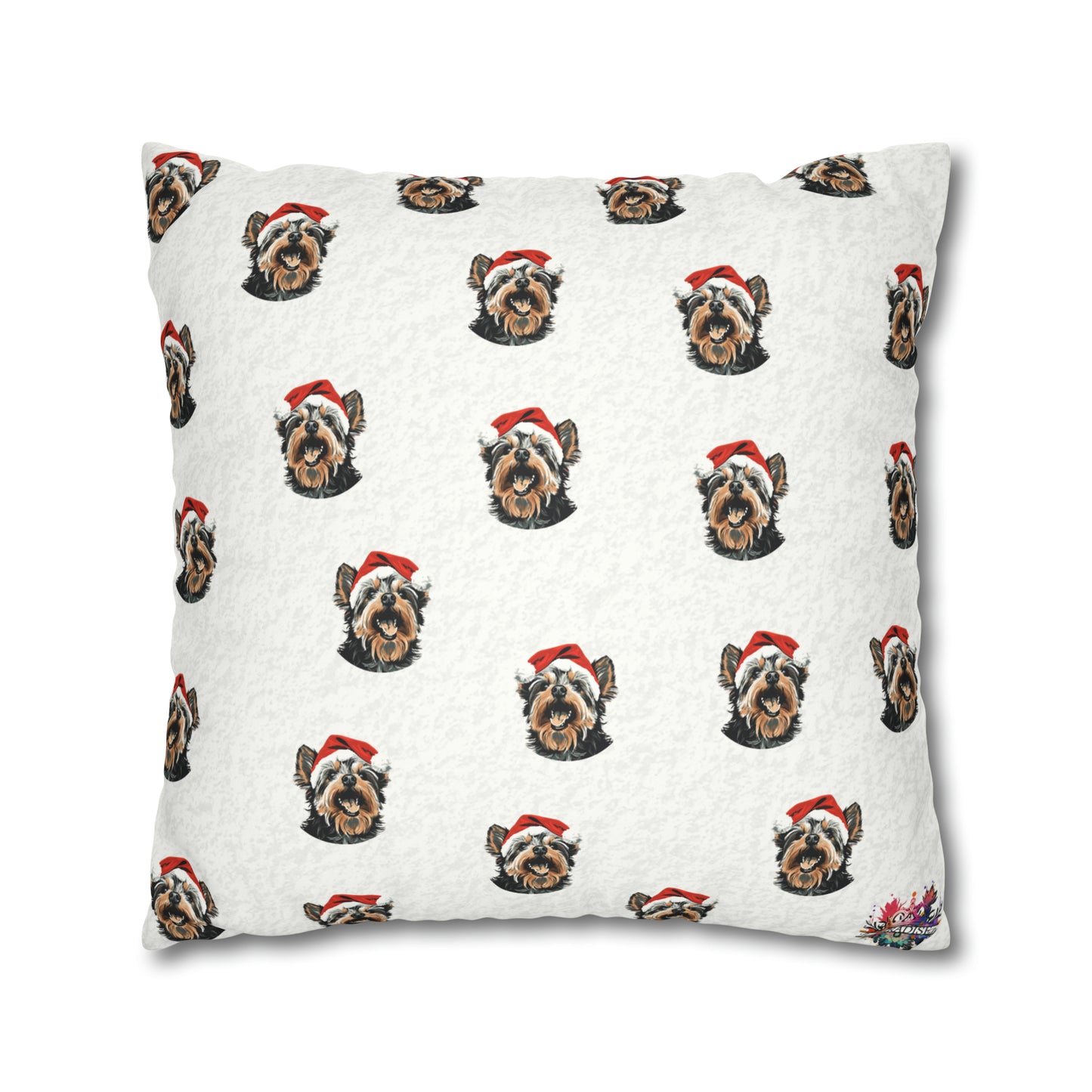 Festive Yorkie Charm Christmas Cushion Cover