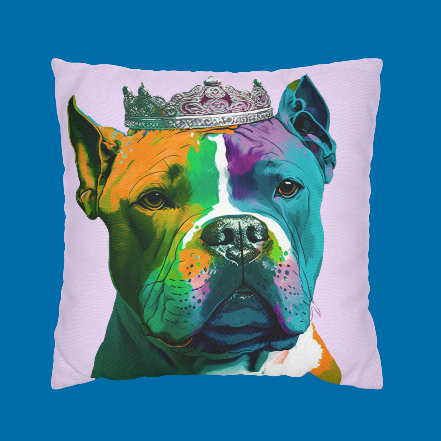 XL Bully PopArt Cushion Cover on Pastel Purple