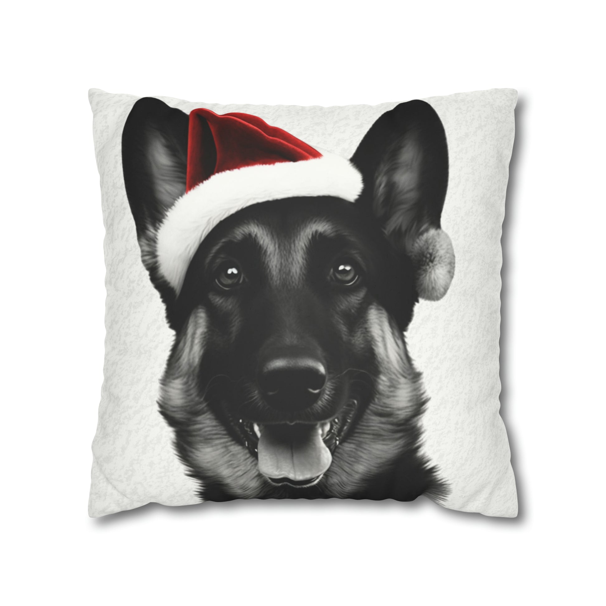 German Shepherd Xmas Cushion Cover in White - Festive Holiday Home Decor