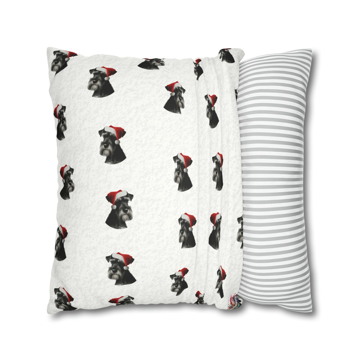 Schnauzer Christmas Cushion Cover - Festive White Holiday Decor