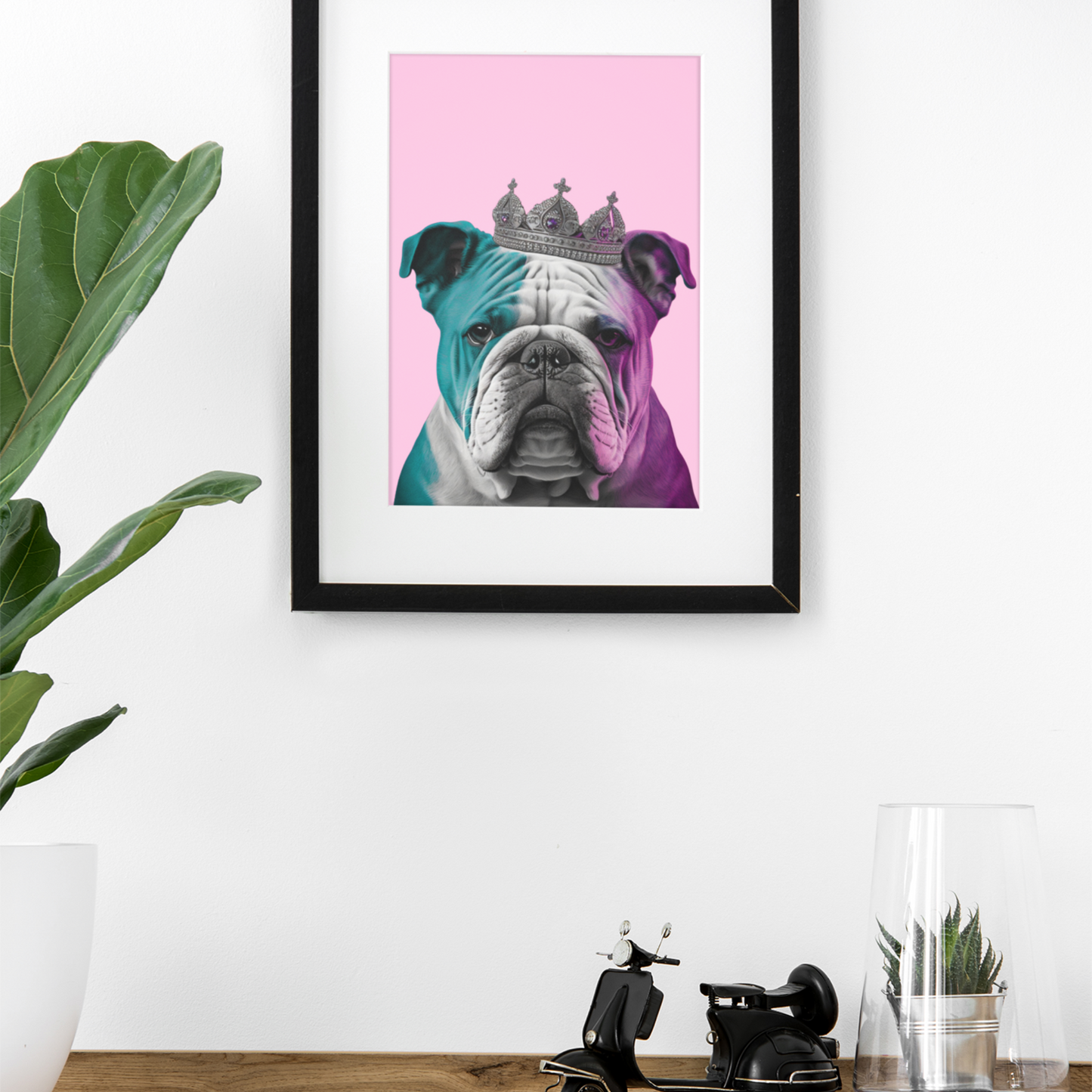 🎨 Pop Art Bulldog Poster on Pastel Pink 🐶🖼️