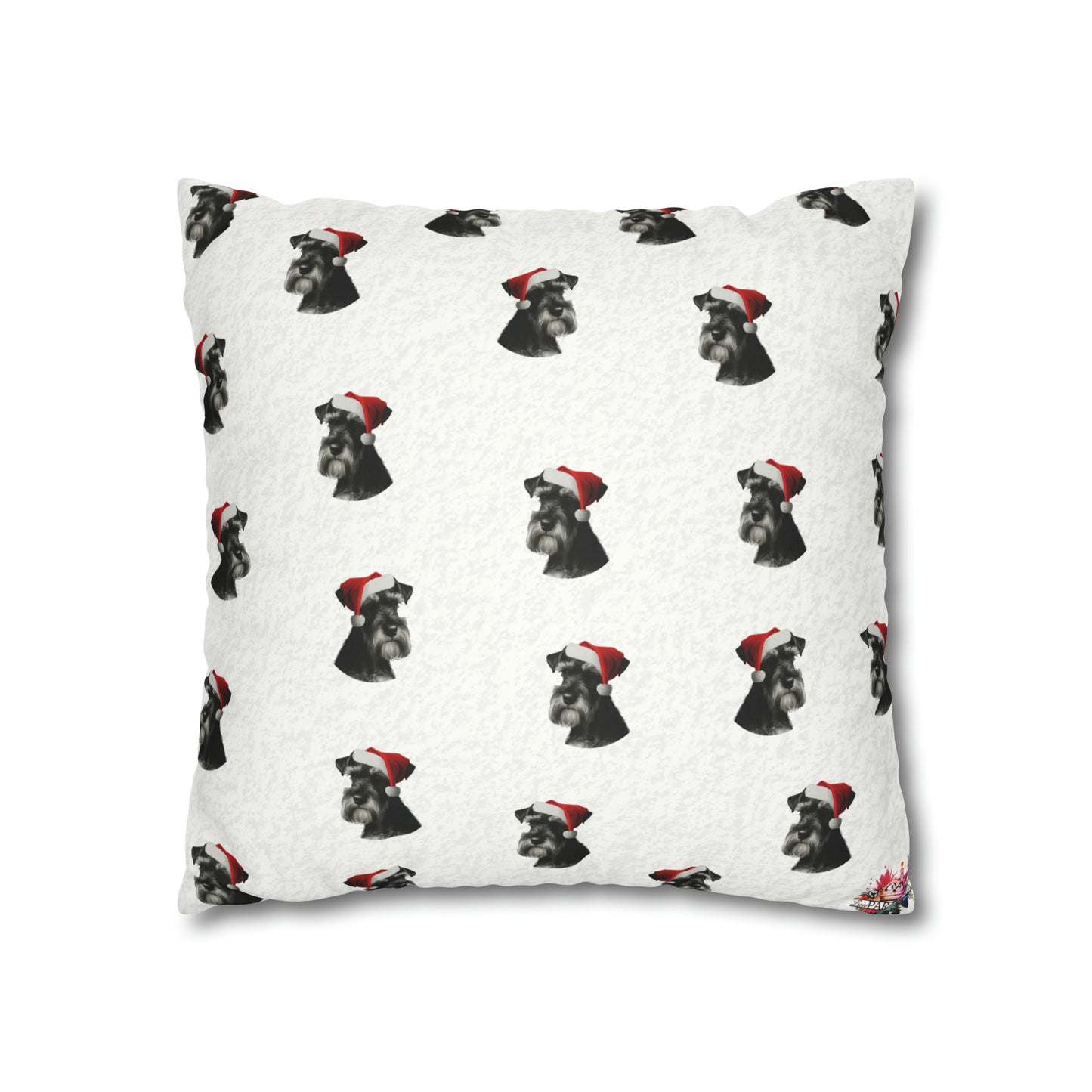 Schnauzer Christmas Cushion Cover in White - Festive Holiday Home Decor