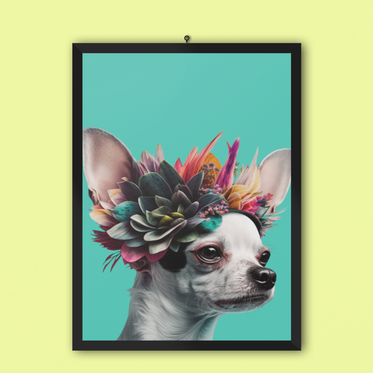 Tropical Chihuahua on Vibrant Turquoise Poster 🐾