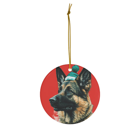 German Shepherd Xmas Tree Ornament - A regal German Shepherd holiday ornament, a loyal companion to adorn your Christmas tree with festive spirit and love.