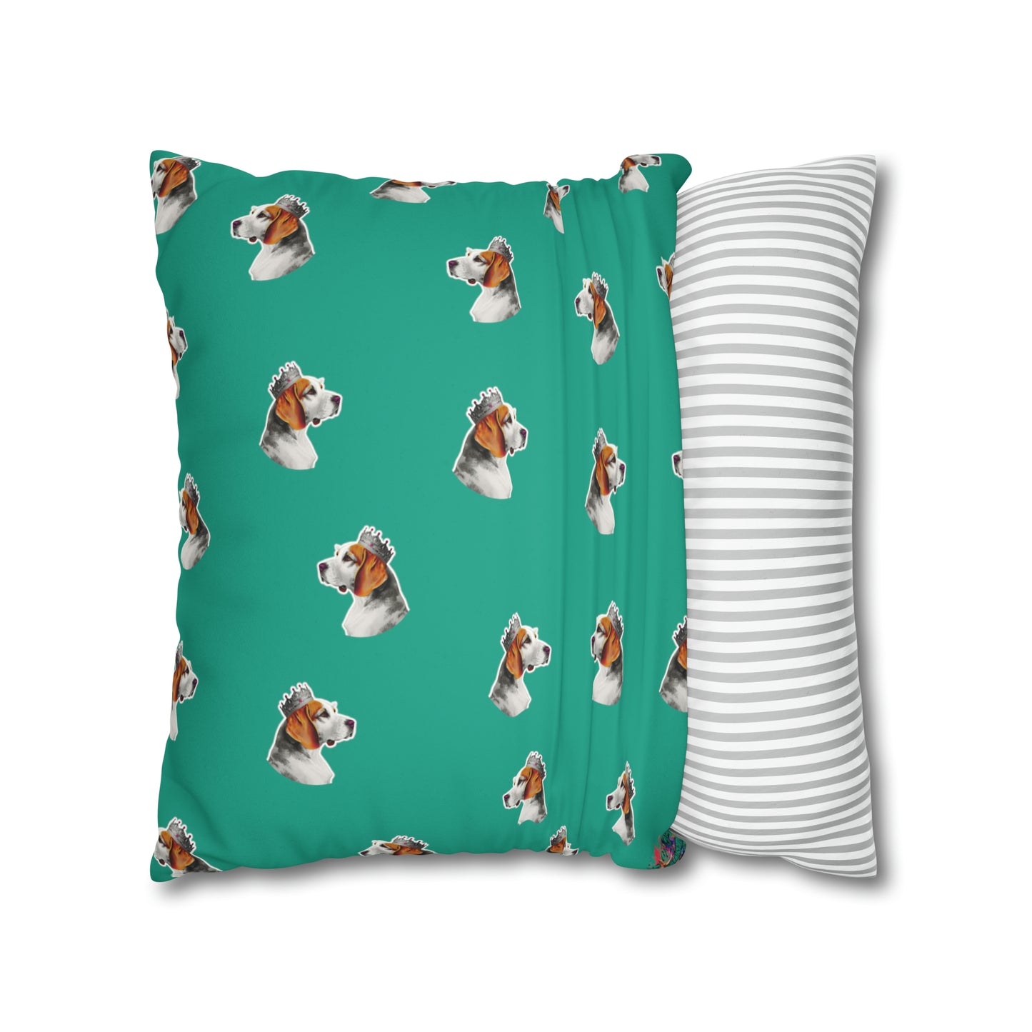 Beagle Pop Art Cushion Cover on Faux Fur Suede' displays a vibrant and playful pop art depiction of a Beagle, set against the luxurious texture of faux fur suede, perfect for adding a stylish and cozy canine touch to any home decor