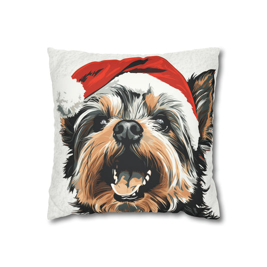 Festive Yorkie Charm Christmas Cushion Cover