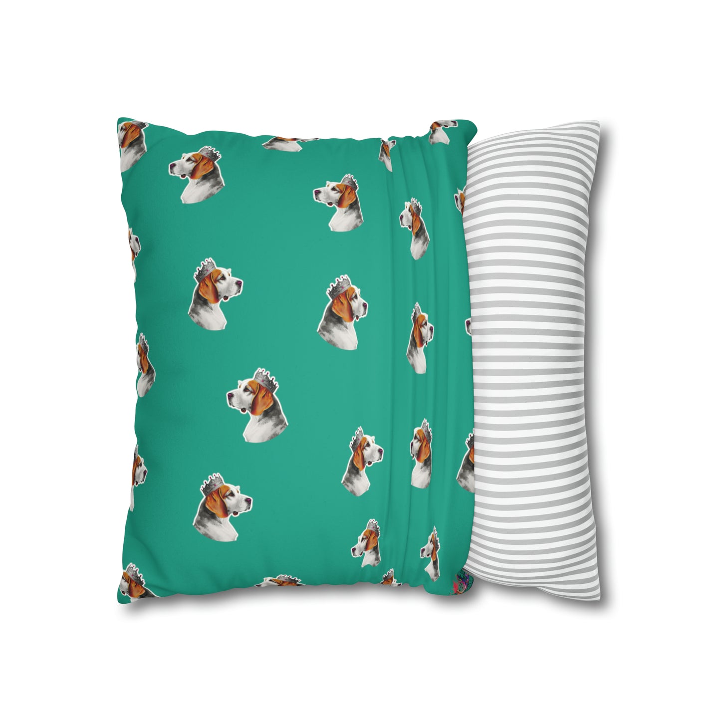 Beagle Pop Art Cushion Cover on Faux Fur Suede' displays a vibrant and playful pop art depiction of a Beagle, set against the luxurious texture of faux fur suede, perfect for adding a stylish and cozy canine touch to any home decor