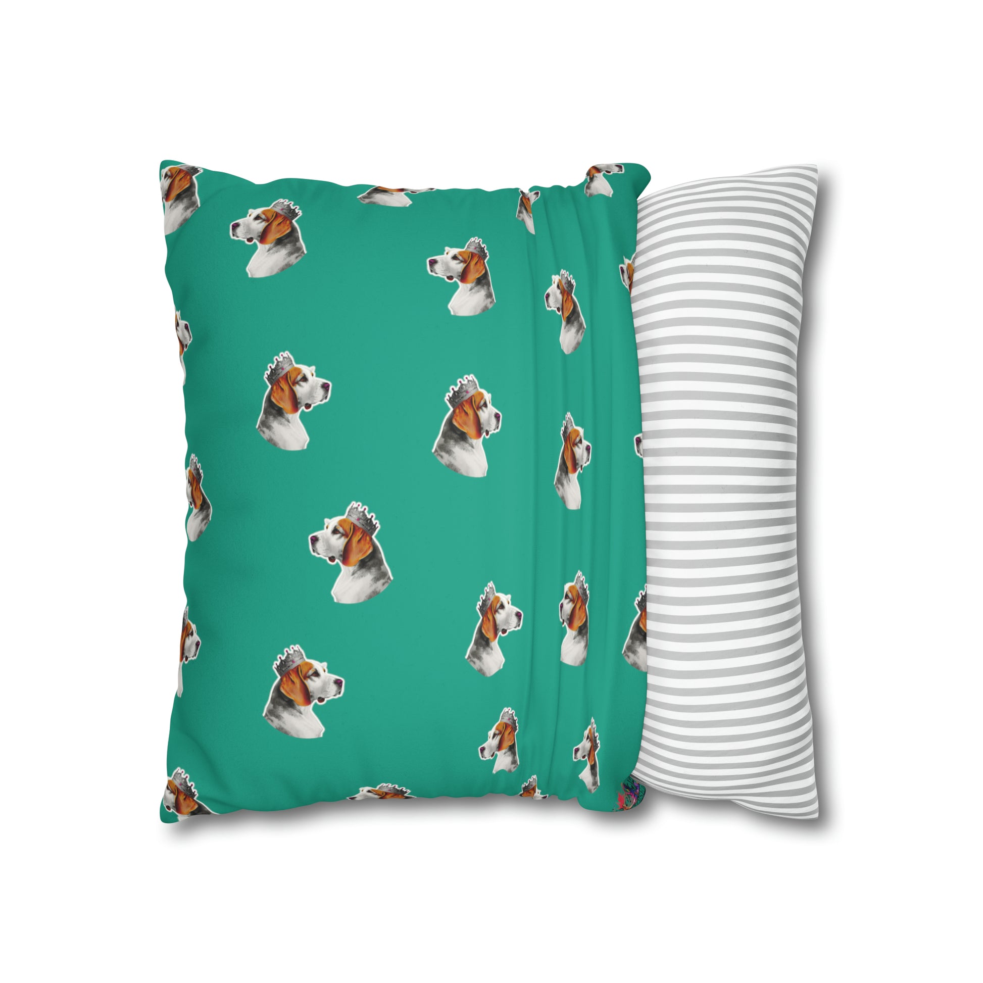 Beagle Pop Art Cushion Cover on Faux Fur Suede' displays a vibrant and playful pop art depiction of a Beagle, set against the luxurious texture of faux fur suede, perfect for adding a stylish and cozy canine touch to any home decor