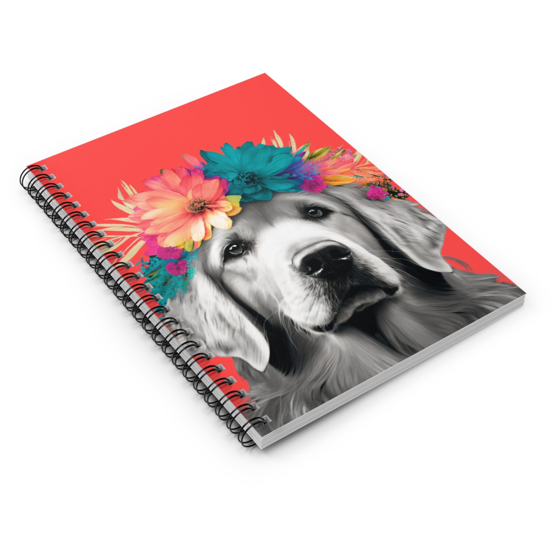 Coral Bliss Golden Retriever Tropical Spiral Notebook