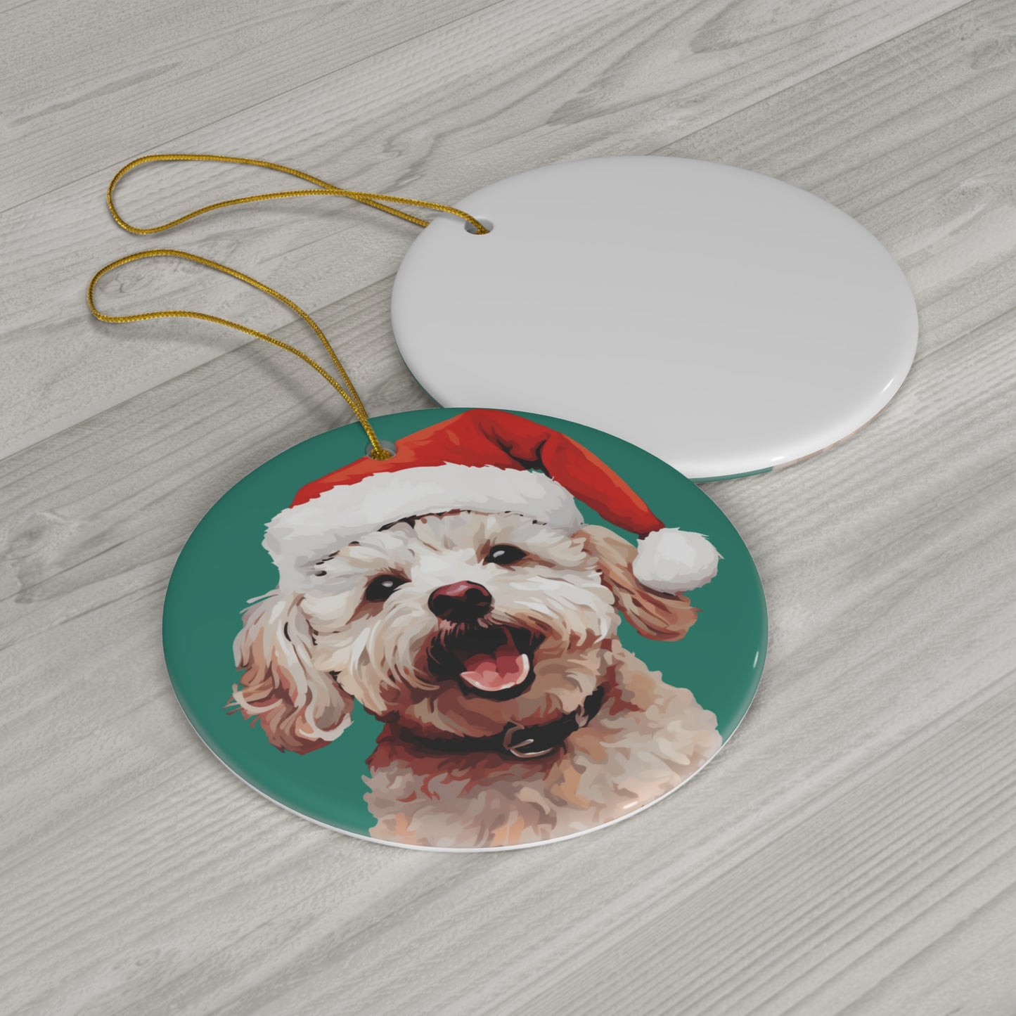 Bichon Frise Ceramic Ornament in Circle or Heart