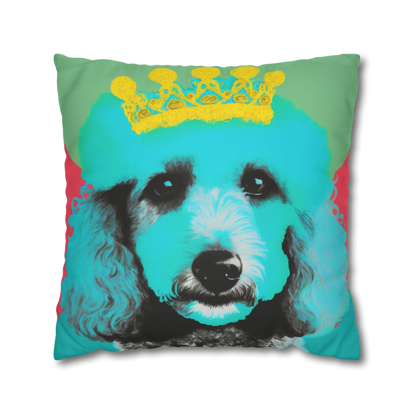 PopArt Vibrant Poodle Cushion Cover - A striking and colorful cushion cover featuring a lively Poodle in pop art style on luxurious faux suede fabric