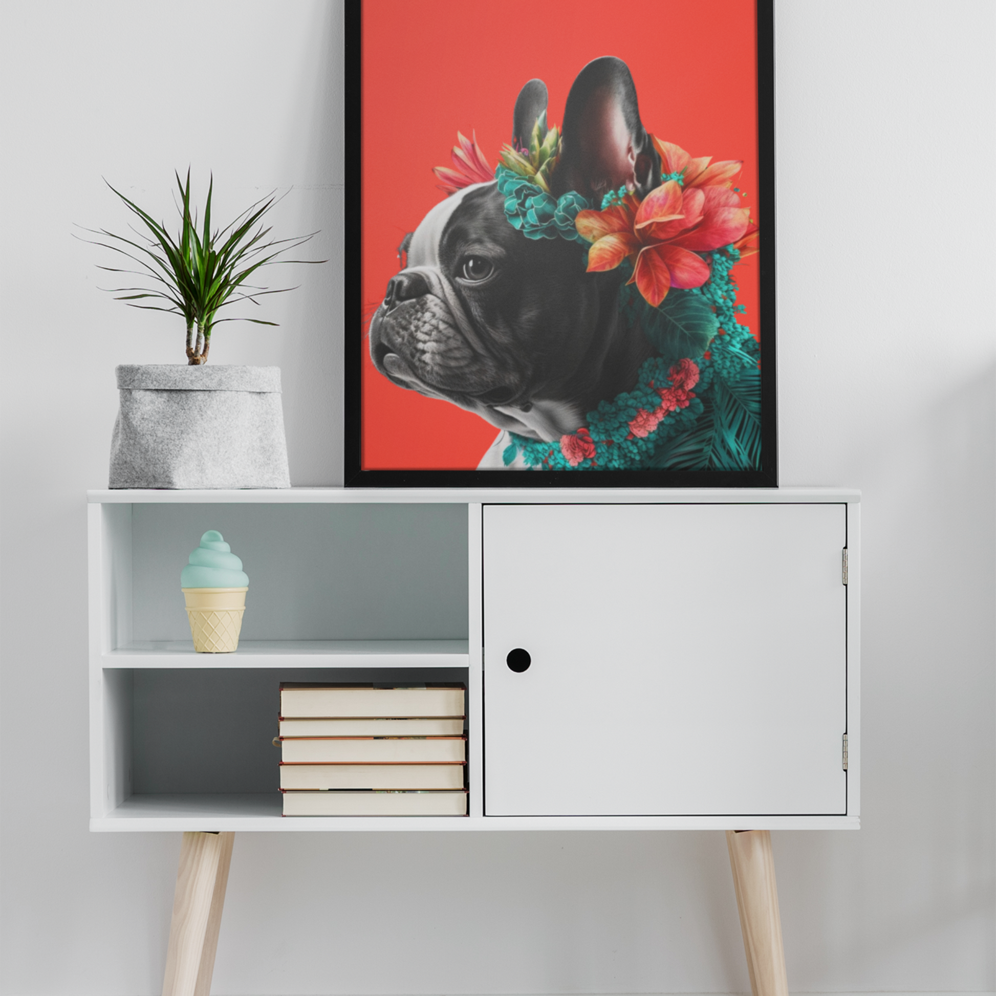 🌴 Tropical French Bulldog on Coral Poster 🐶🖼️✨💖