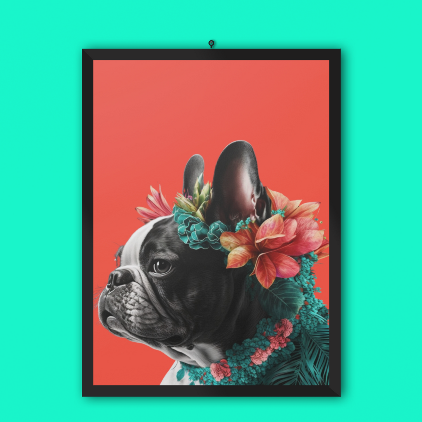 🌴 Tropical French Bulldog on Coral Poster 🐶🖼️✨💖