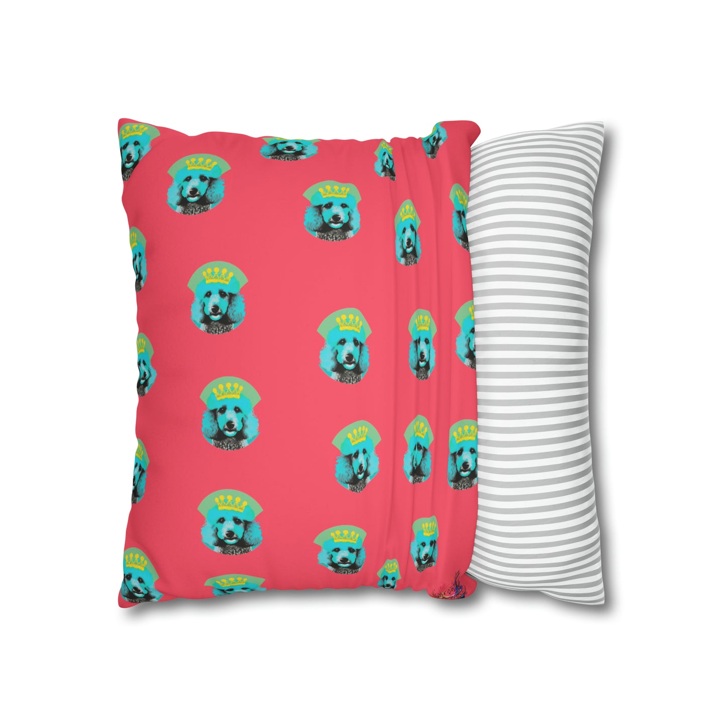 PopArt Vibrant Poodle Cushion Cover - Faux Suede