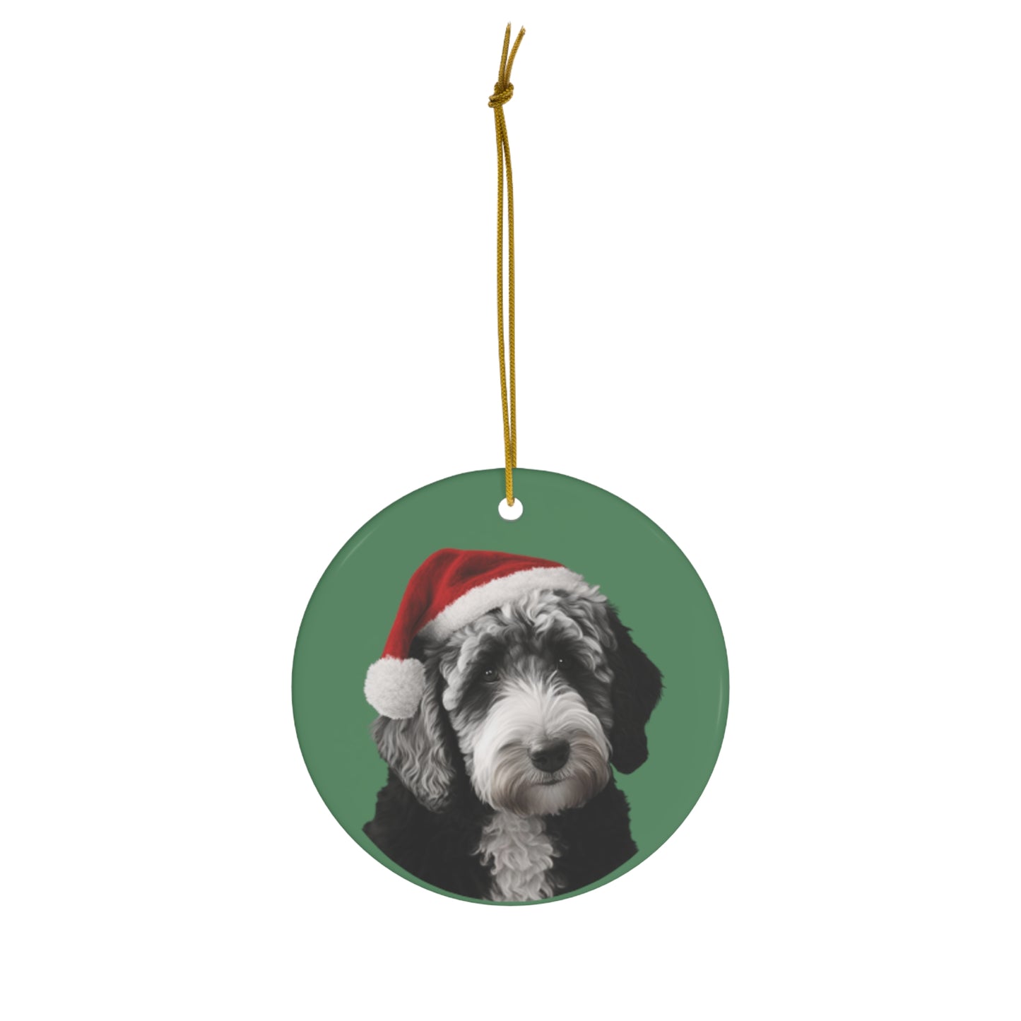 A festive Labradoodle Christmas tree ornament, beautifully crafted to bring the joyous spirit of the breed to your holiday decorations