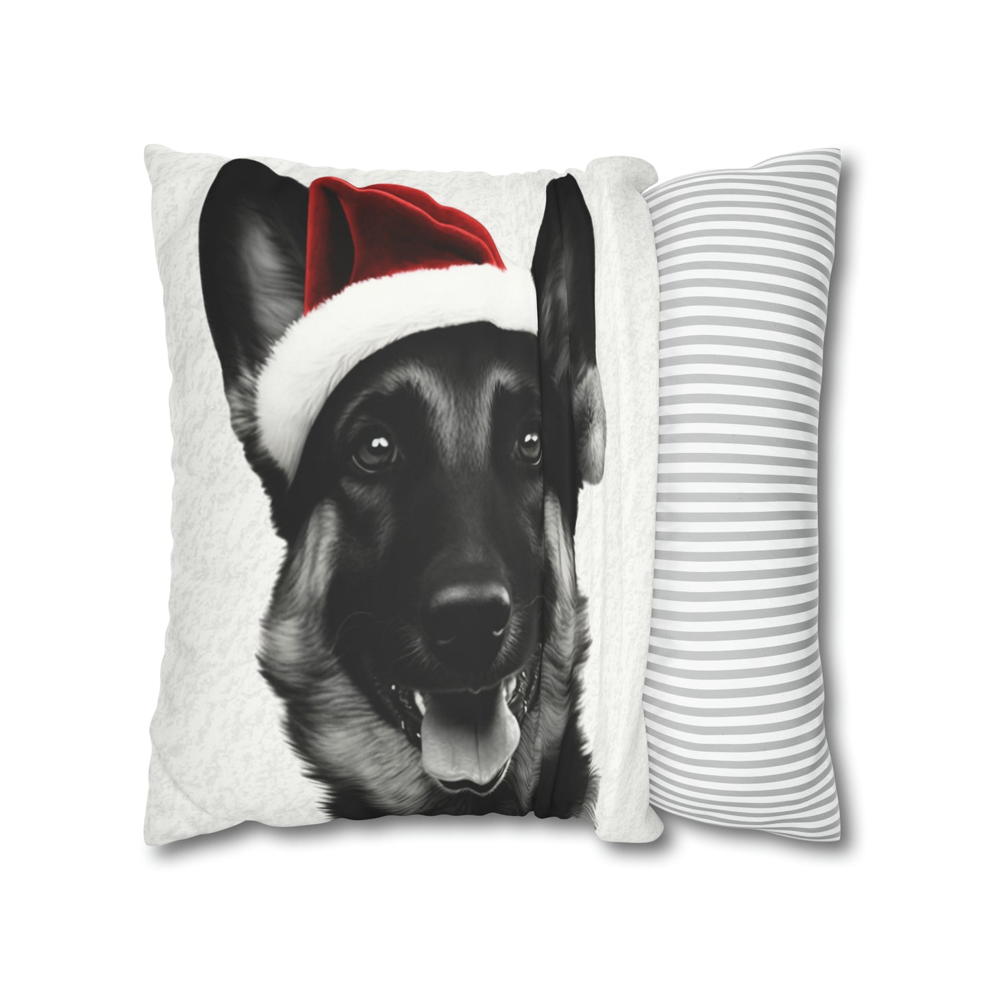 German Shepherd Xmas Cushion Cover - Festive White Holiday Decor