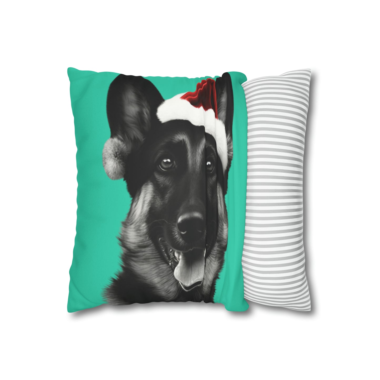 German Shepherd Green Christmas Cushion Cover - Festive Decor