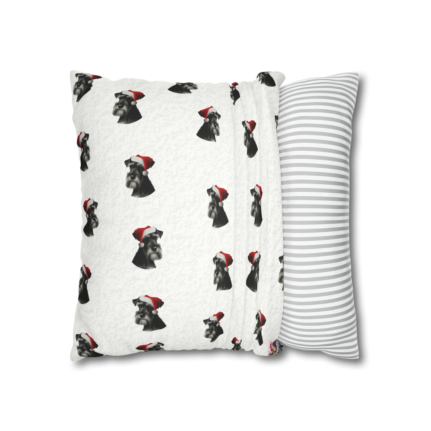 Schnauzer Christmas Cushion Cover in White - Festive Holiday Home Decor