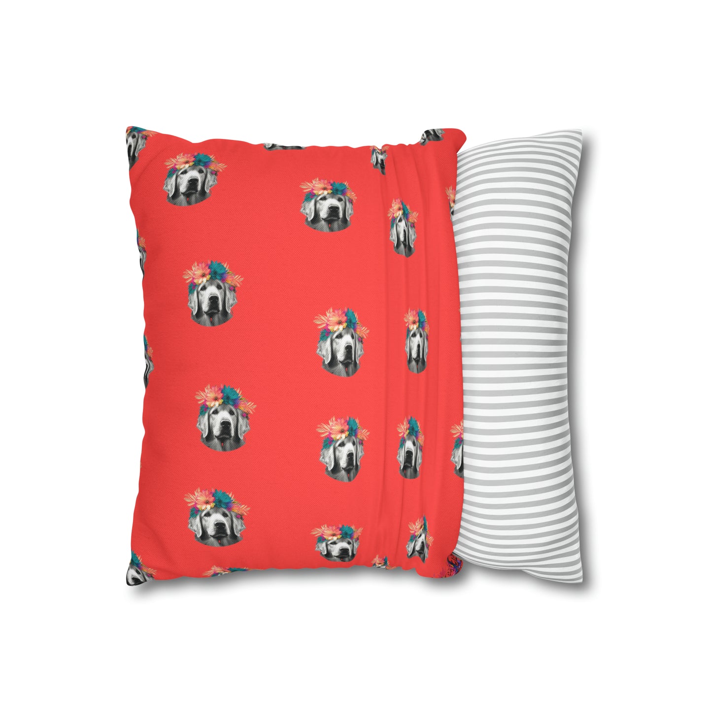 Coral Bliss Golden Retriever Tropical Pillow Case