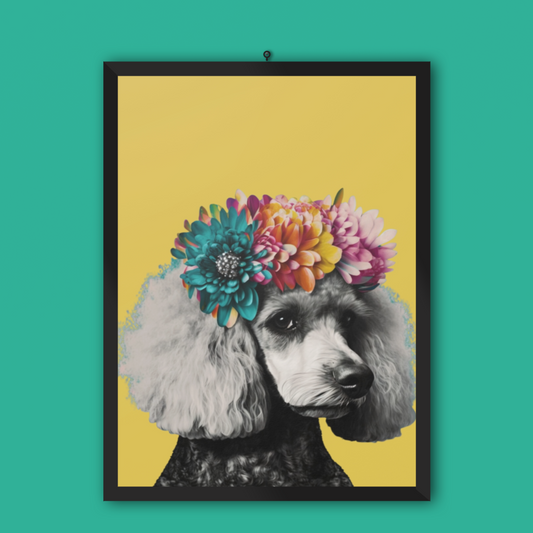 PopArt Poodle Poster on Yellow