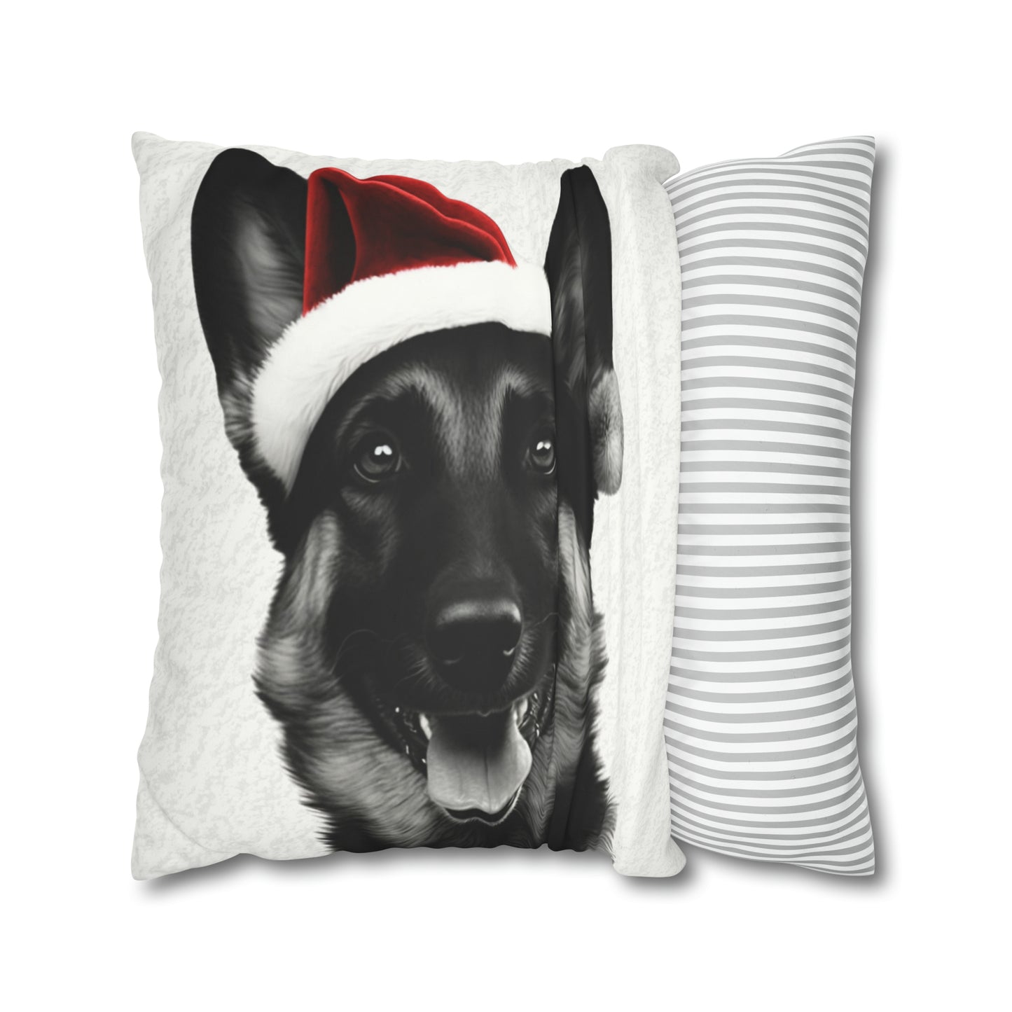 German Shepherd Xmas Cushion Cover - Festive White Holiday Decor