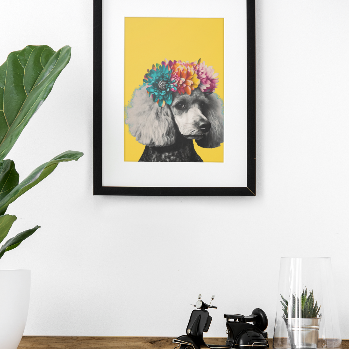 PopArt Poodle Poster on Yellow