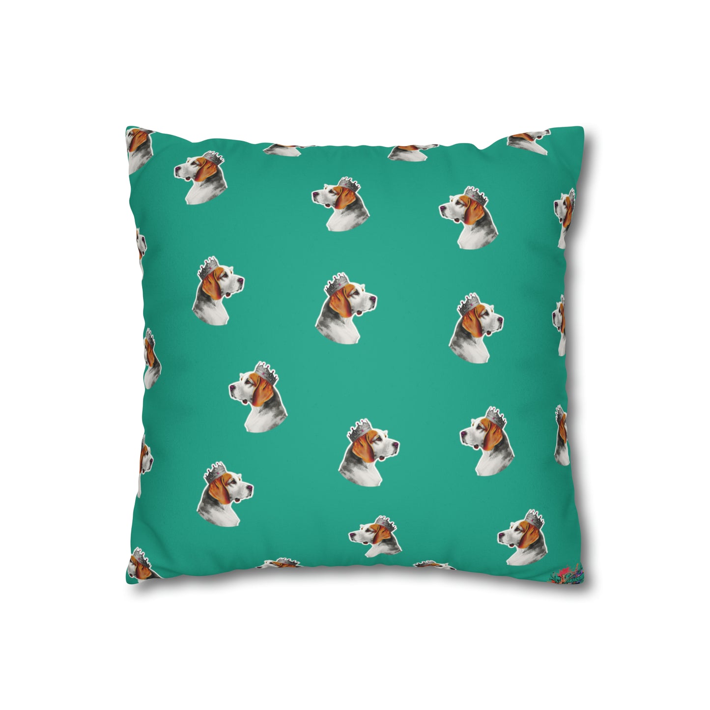 Beagle Pop Art Cushion Cover on Faux Fur Suede' displays a vibrant and playful pop art depiction of a Beagle, set against the luxurious texture of faux fur suede, perfect for adding a stylish and cozy canine touch to any home decor