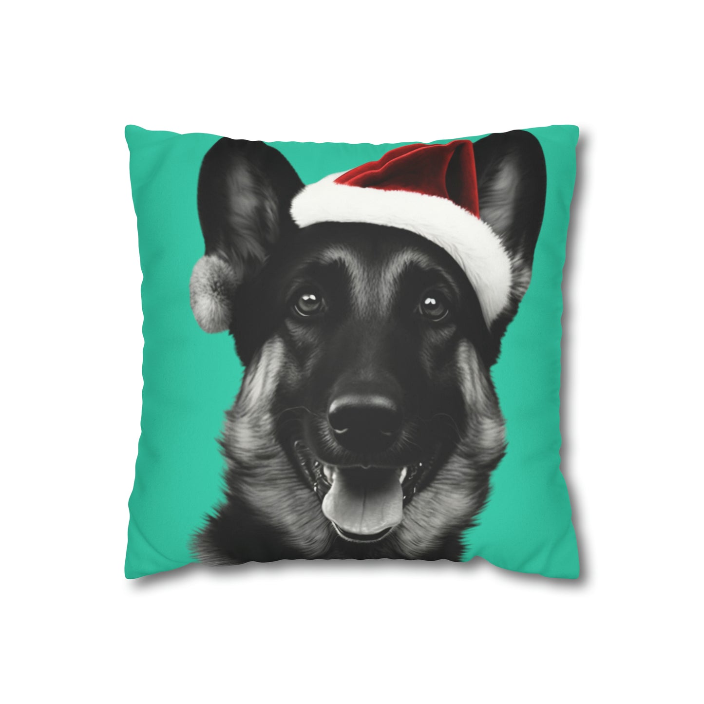 German Shepherd Green Christmas Cushion Cover - Festive holiday decor for a joyful home at LuxeParadise Prints