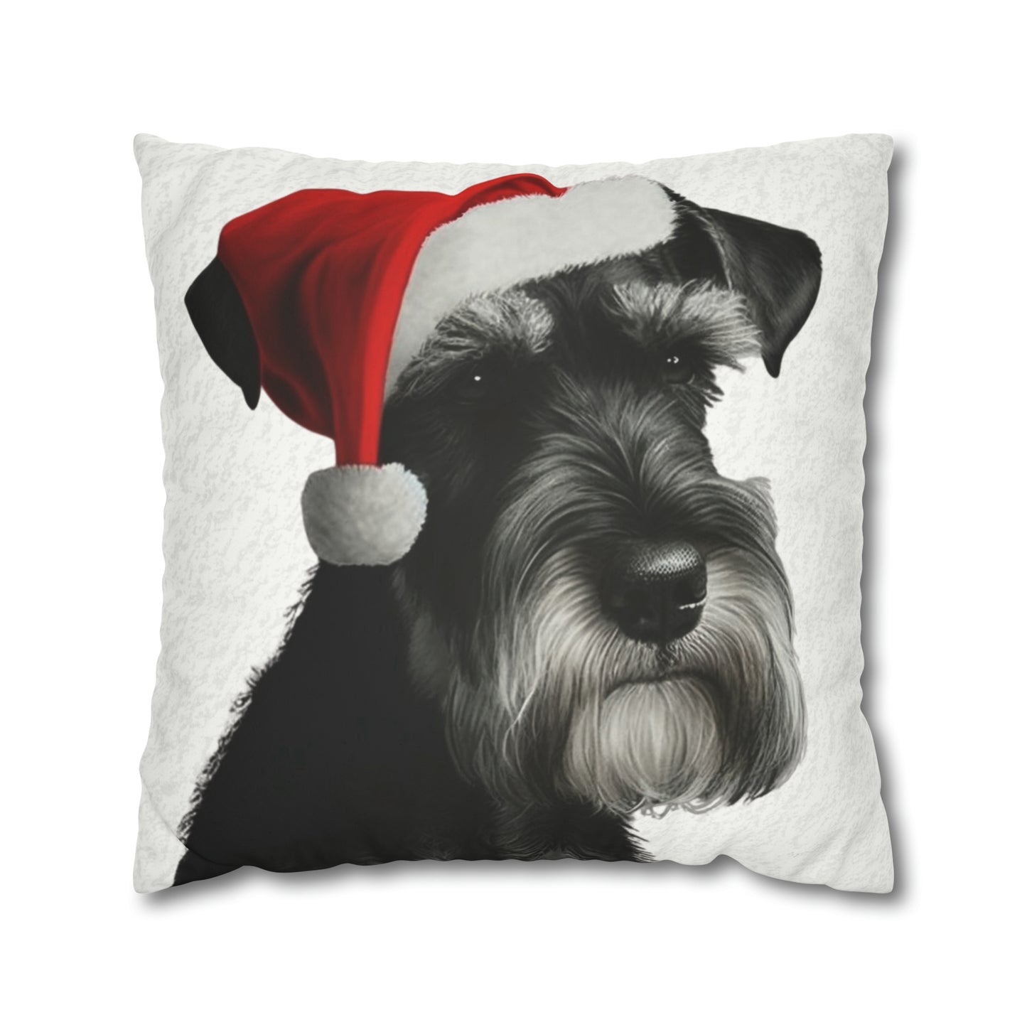 Schnauzer Christmas Cushion Cover in White - Festive Holiday Home Decor