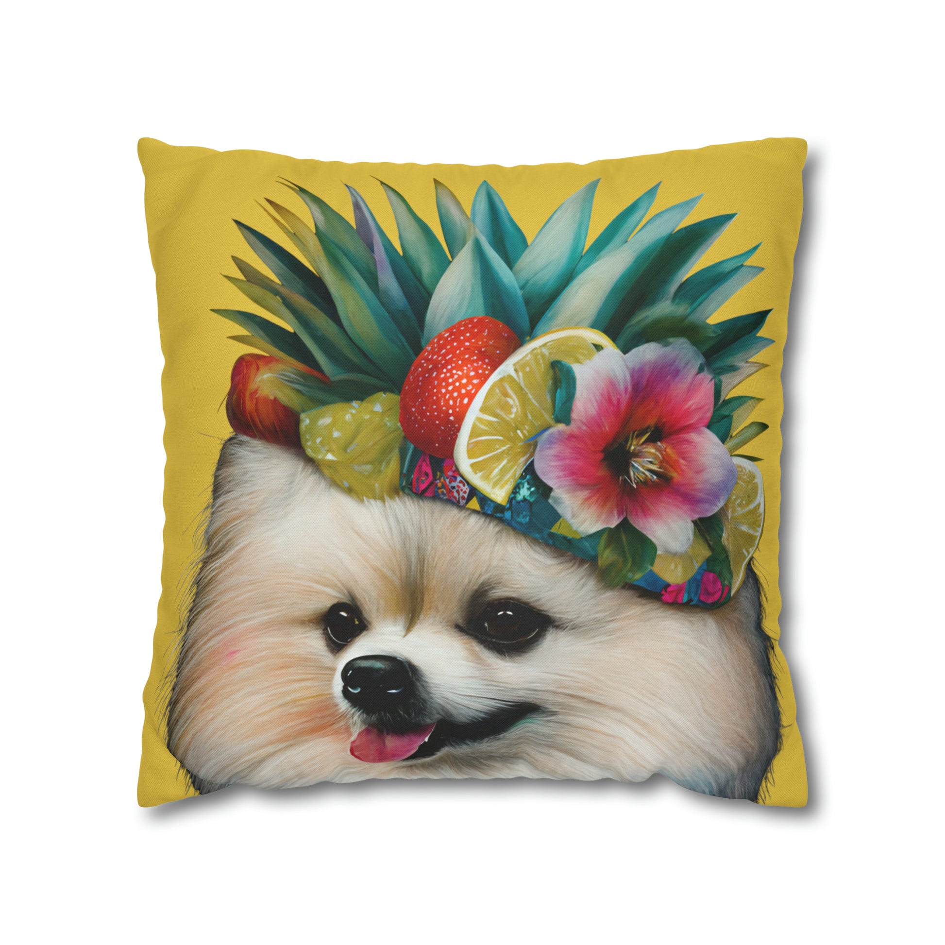 Tropical Pomeranian Cushion Cover