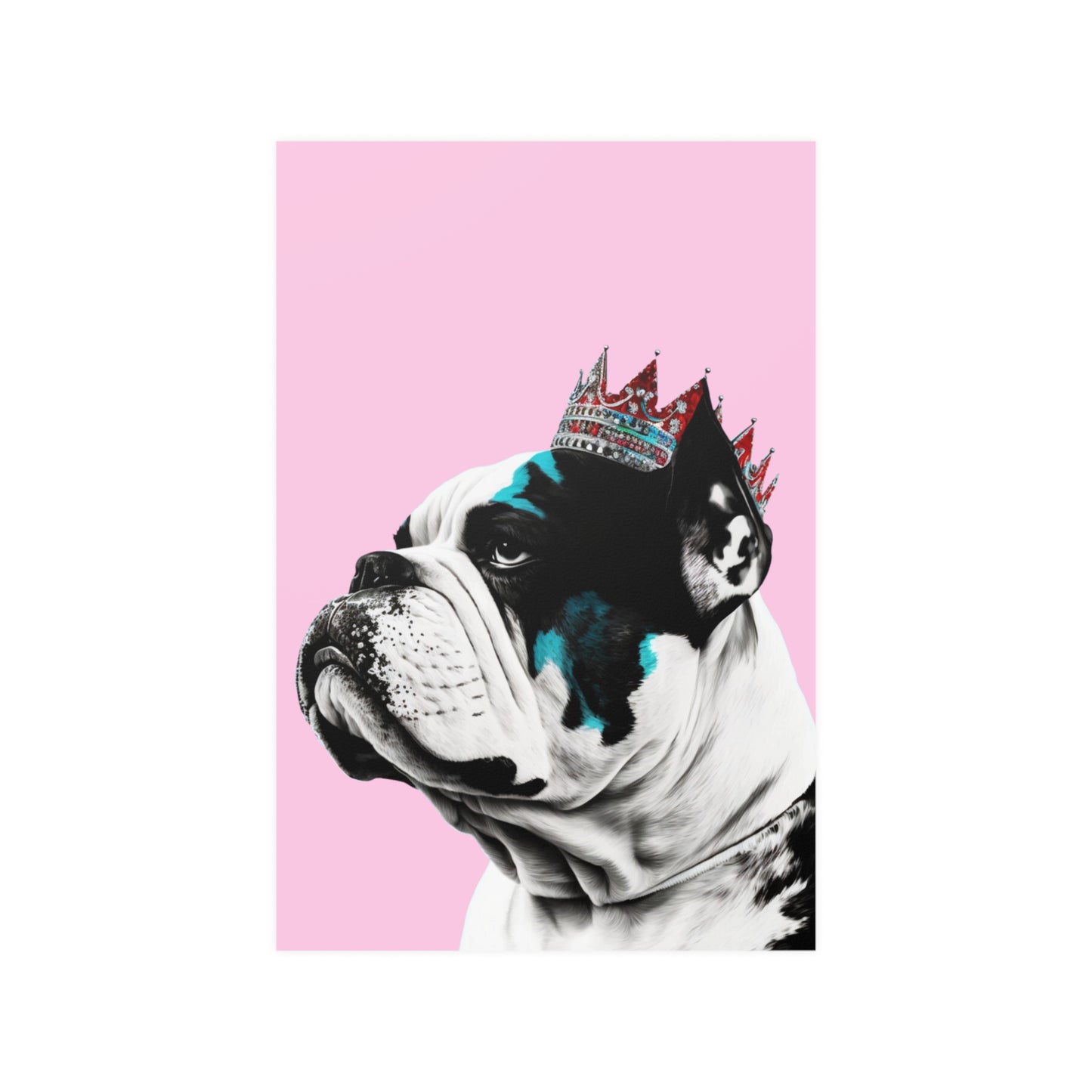 XL Bully Wearing a Crown on Pink Poster 👑🐶