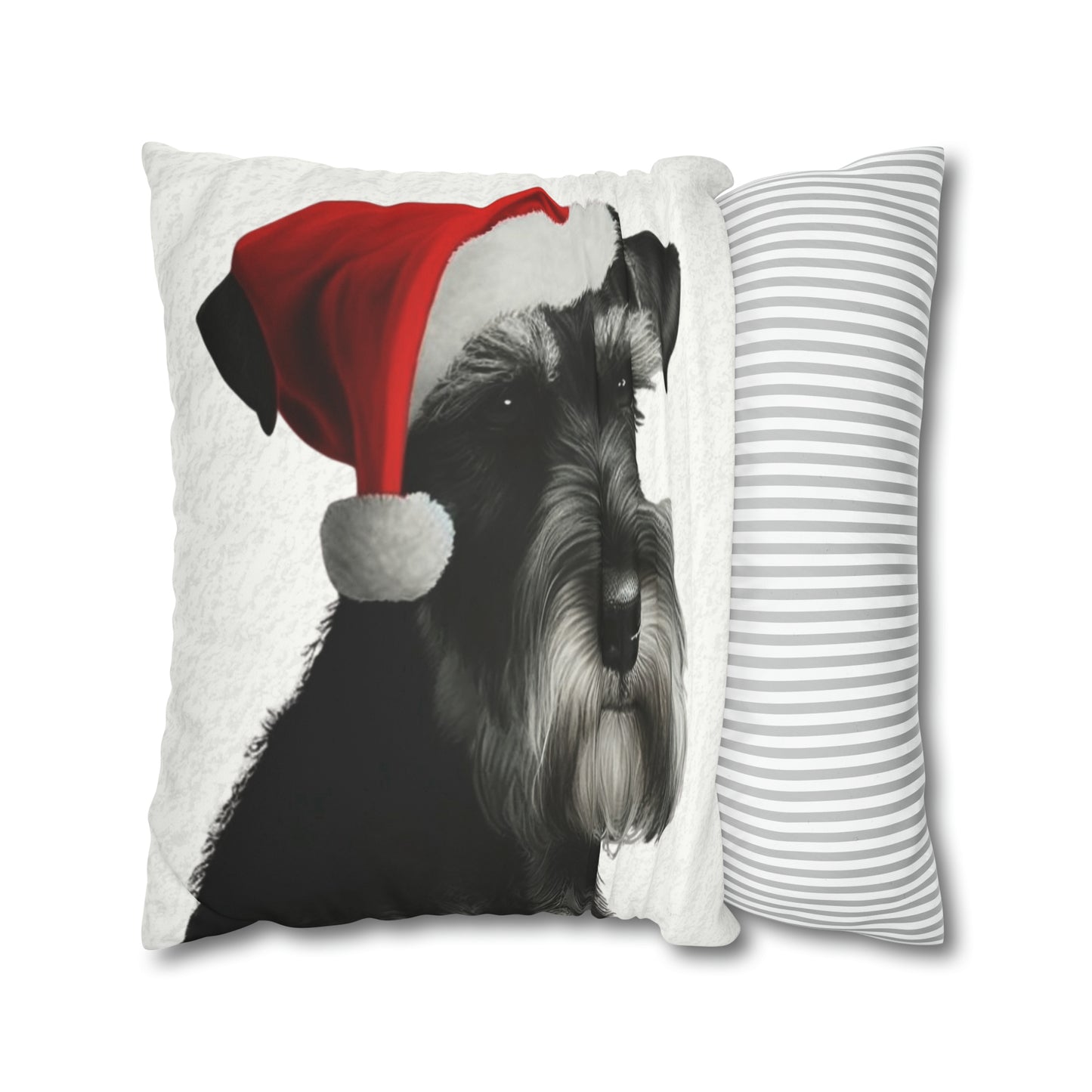 Schnauzer Christmas Cushion Cover in White - Festive Holiday Home Decor