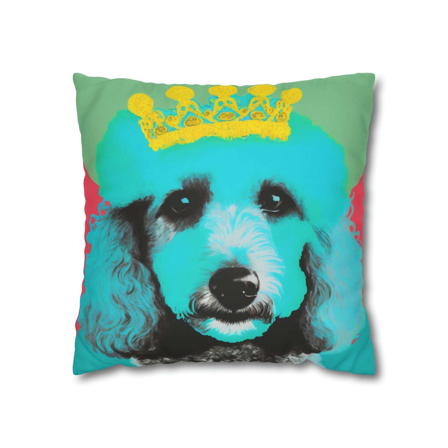 PopArt Vibrant Poodle Cushion Cover - A striking and colorful cushion cover featuring a lively Poodle in pop art style on luxurious faux suede fabric