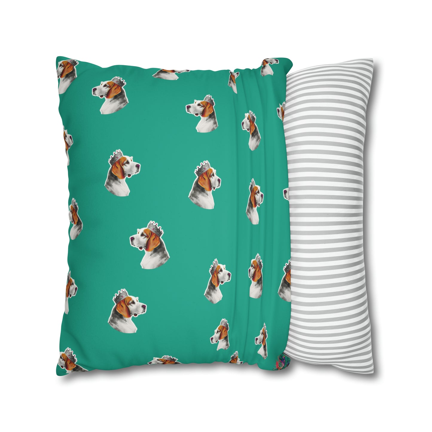 Beagle Pop Art Cushion Cover on Faux Fur Suede' displays a vibrant and playful pop art depiction of a Beagle, set against the luxurious texture of faux fur suede, perfect for adding a stylish and cozy canine touch to any home decor