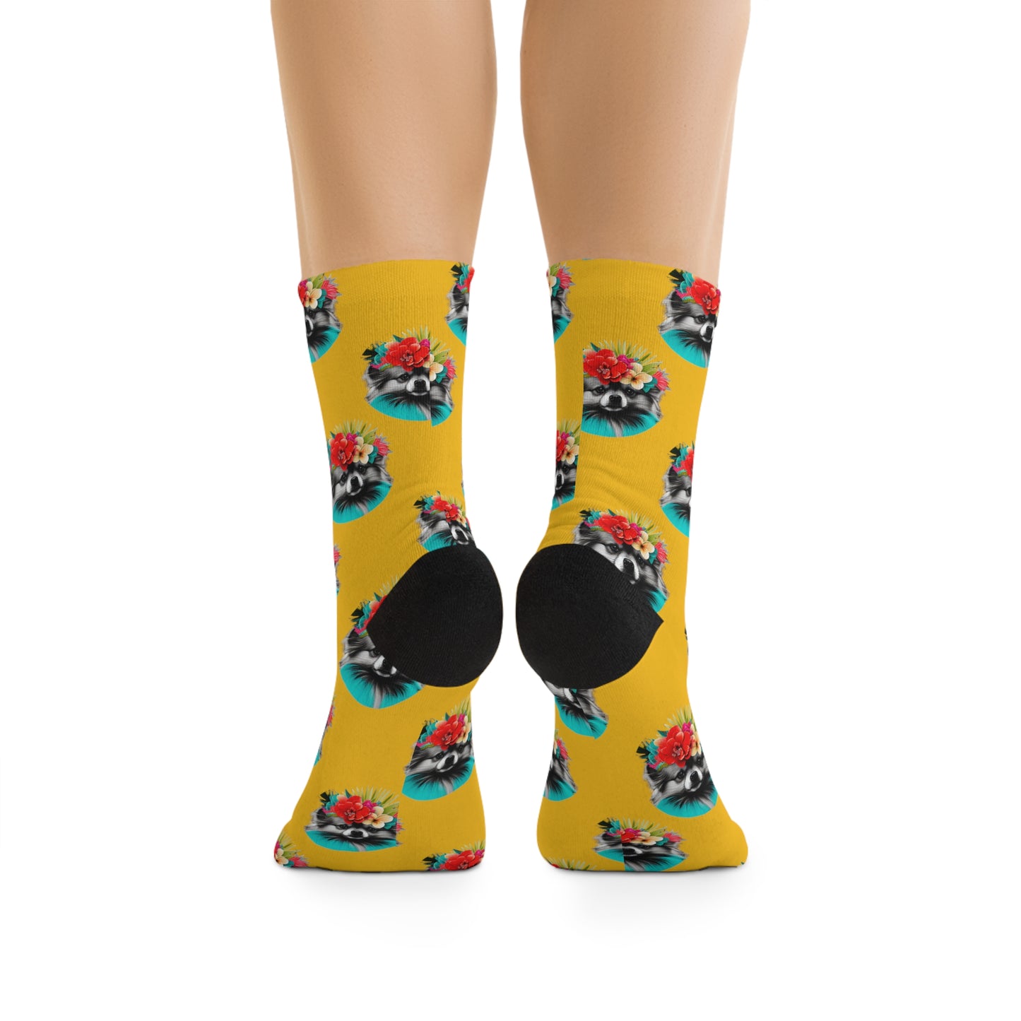 Sunny Tropical Pomeranian Novelty Socks