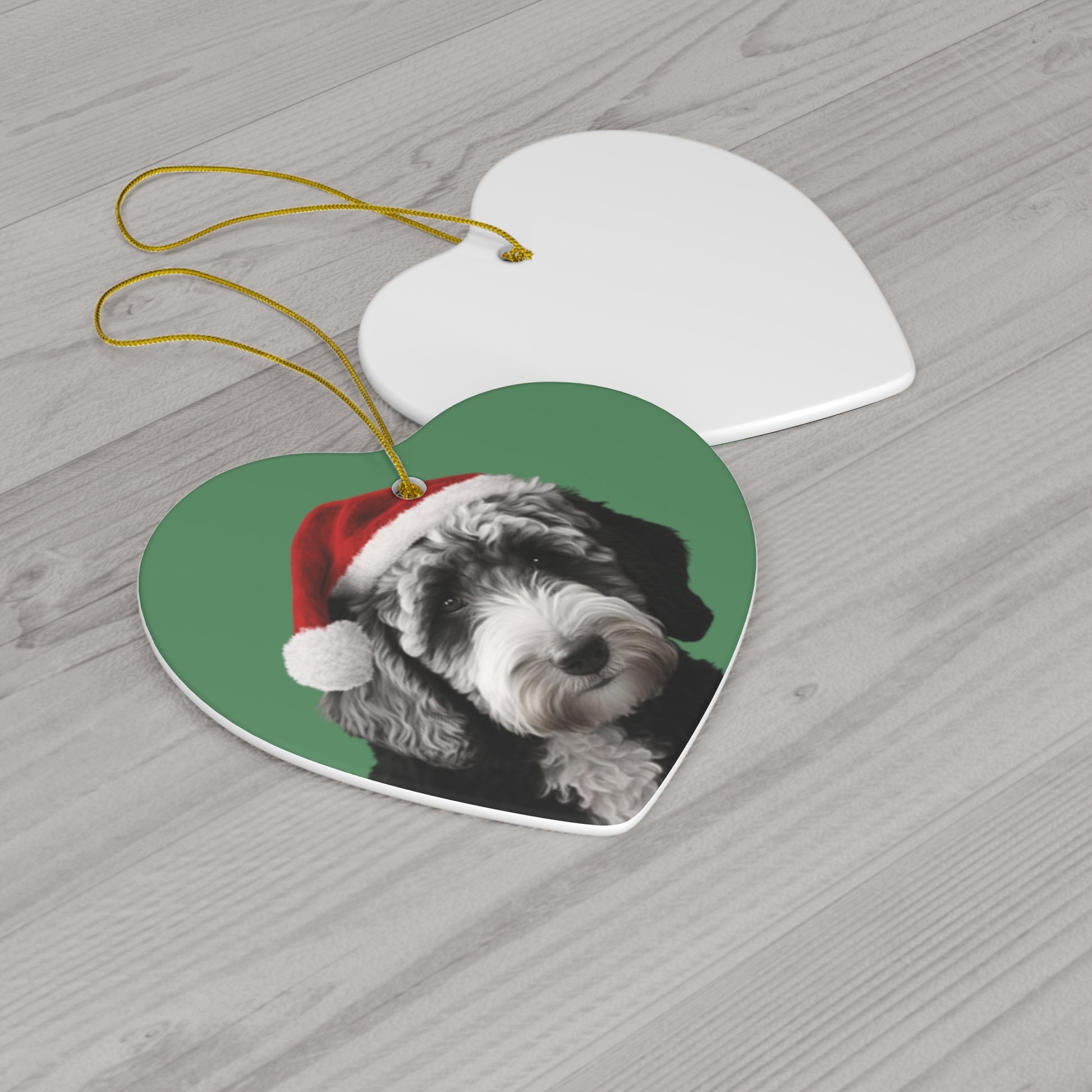 A festive Labradoodle Christmas tree ornament, beautifully crafted to bring the joyous spirit of the breed to your holiday decorations